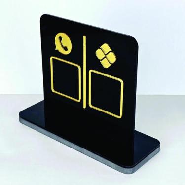 Imagem de Placa em acrilico com 2 qr code para pix cor preto e dourado - CRIATIV