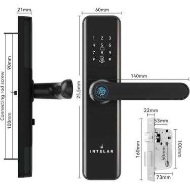 Imagem de Fechadura Digital WiFi De APP Touch Screen 5 em 1 Trava De Porta Intel