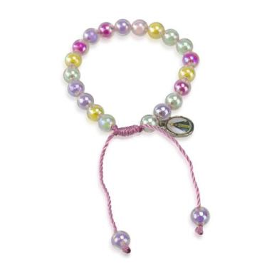 Imagem de Pulseira Infantil Nossa Senhora Aparecida Acrilico 8 mm - Amém Decoraç