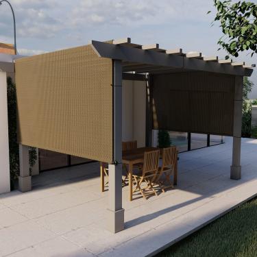 Imagem de E&K Sunrise Capa de sombra de pérgola 2,5 m L x 40,6 cm C com hastes e ilhós, capa de substituição de toldo de pano de proteção solar ao ar livre bloco UV para pátio varanda deck quintal (marrom)