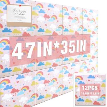 Imagem de Geyoga 12 peças de quadro de cortiça para parede, 30,5 x 30,5 cm, retrô, preto e branco, painéis acústicos de parede, azulejos de feltro, decoração fofa autoadesiva, para escritório, casa, sala de