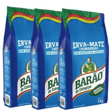 Imagem de Kit 3 Erva-mate Barão Moída Grossa 1kg - Chimarrão Gaúcho - Barão de C