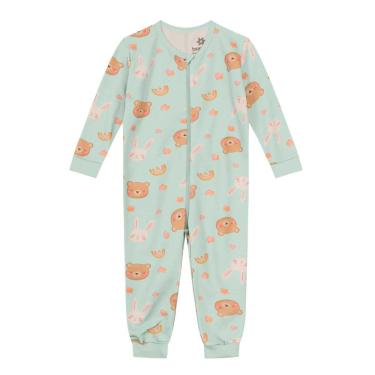 Imagem de Macacão pijama infantil moletom Brandili Verde