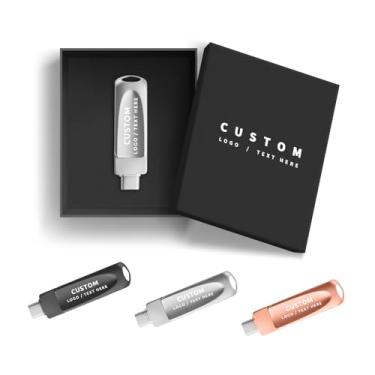 Imagem de Pen drive OTG personalizado 4 em 1, pacote com 100 unidades de pen drive USB 3.0 personalizado com portas Lightning e USB-C, presente promocional para eventos de negócios, brindes corporativos, opção