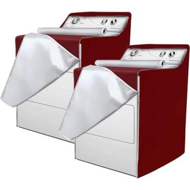 Imagem de MBOOM Pacote Com 2 Capas Para Lavadora E Secadora, Capa À Prova D'Água Máquina De Lavar Zíper Secar Abertura Frontal (Vermelho Vento 29" L X 28" P 40" A)