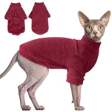 Imagem de Idepet Sphynx Suéter de gatos sem pelos, camisola, roupas macias para filhotes, pulôver, pijama de gato, macacão de algodão, roupa de animal de estimação, gola rolê, para gatos e xícara de chá
