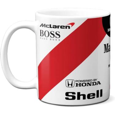 Imagem de Caneca Porcelana Piloto Capacete Ìdolo Senna 325ml Fórmula 1 F1 Corrida Presente Criativo Vermelha