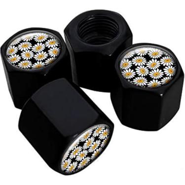 Imagem de Tampas de haste de válvula de pneu de metal, pacote com 4, tampas de haste de roda de carro, tampas de válvula de ar universais de alumínio para carros, caminhões, SUVs, bicicletas, motocicletas