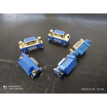 Imagem de 100x Conector Db15 Vga Femea 90 Pci Curto Com Retenção