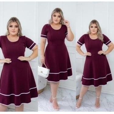 Imagem de Vestido Midi Denise Moda Evangélica Feminina - Miss Flower, Vinho, P