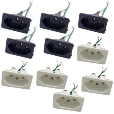 Imagem de 5 Tomada Branca + 5 Tomada Preta 2p+t 3 Pinos 10a Femea Painel Com rab