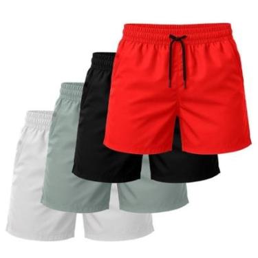 Imagem de Kit 4 Short Tactel Leve Moda Praia Bermuda Lisa Masculina Dia a Dia-Masculino