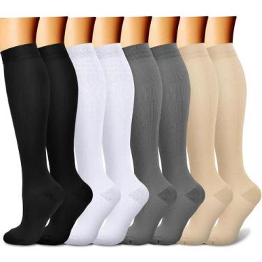Imagem de Meias de compressão CHARMKING 8 pares de 15-20 mmHg para mulheres e ho
