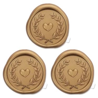 Imagem de Zaamwoyy 50 adesivos de lacre de cera, acessórios de convite de casamento, adesivos de selo, cartões de envelope, lacre de cera vintage para aniversário de casamento, chá de panela, Natal (dourado)