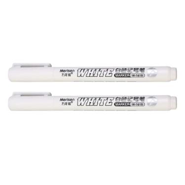 Imagem de Kit 2 Caneta Branca Acrílica 1.5mm – Marcador permanente Branco para Desenho, Artesanato, Pintura em Caderno, Porcelana, Plástico, MDF, Reparo Móveis e Madeira Uso Profissional