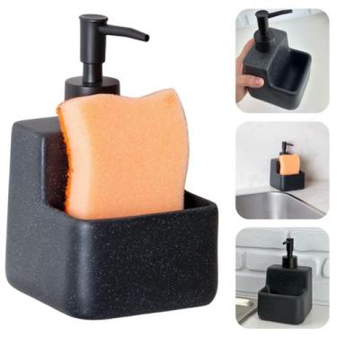 Imagem de Porta Detergente Líquido Com Suporte Para Esponja 360ml Cerâmica Grani