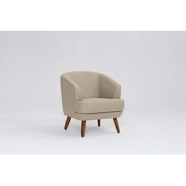 Imagem de Poltrona Betania linho mescla bege pés madeira