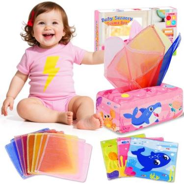 Imagem de Caixa de lenços de bebê Sensory Toy Aiduy para meninas de 6 a 12 meses
