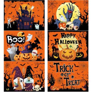Imagem de Conjunto de jogos americanos de plástico, tapetes de mesa de Halloween