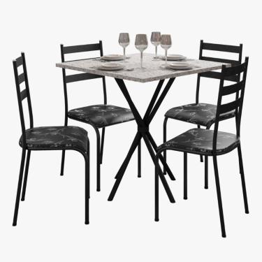Imagem de Kit Mesa Diamante 541 Sala de Jantar 4 Cadeiras Pés Tubular