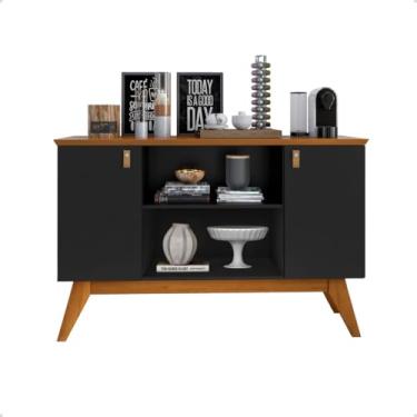 Imagem de Balcão Buffet Elegance New, peça sofisticada que combina estilo e funcionalidade para seu ambiente - Preto/Freijó