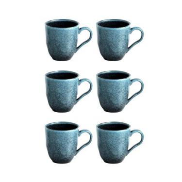 Imagem de Jogo De Xícaras Caneca Cerâmica 6pç Chá Café Petroleum 273ml - Porto B
