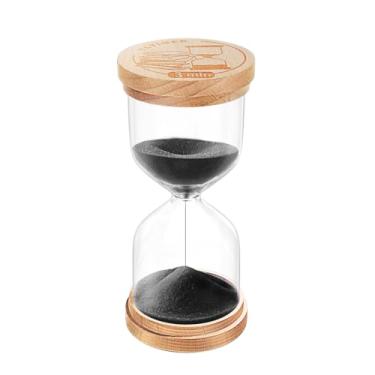 Imagem de Temporizador de areia de 3 minutos, relógio de areia de ampulheta de plástico, ampulheta de acrílico para pequenas horas, jogos, decoração de escritório de mesa (madeira preta)