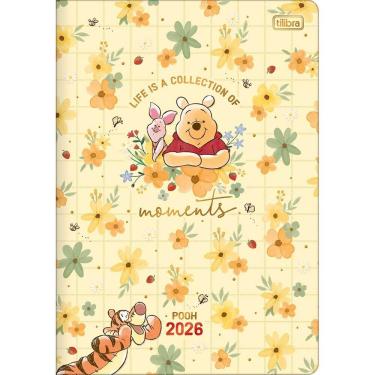 Imagem de Tilibra - Planner Grampeado 17,8 x 25,4 cm Pooh 90 G 2026 - Amarela com Flores - Moments
