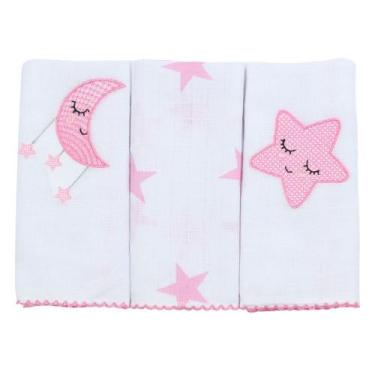 Imagem de Fralda de Boca Céu Rosa 3 Peças - Liny Baby