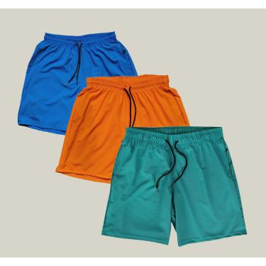 Imagem de Kit 3 Shorts Masculino Elastano WSS Azul Laranja e Verde
