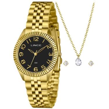 Imagem de Kit Relógio Feminino Lince Dourado LRGM063L36 K0J6P2KX-Feminino