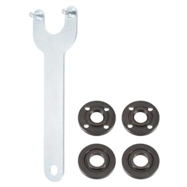 Imagem de Conjunto de chaves de rebarbadora de porca angular 5/8-11 com flange de metal e porca de bloqueio de eixo durável com chave inglesa para esmerilhadeiras de mesa