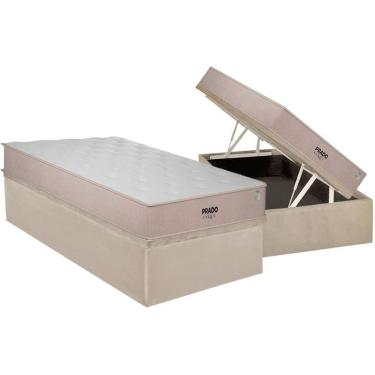 Imagem de Conjunto Box Baú Solteiro: Colchão Espuma Plumatex D28 Prado + Base Crc Suede Clean (88x188)