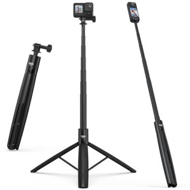 Imagem de VRIG Tripé de vara de selfie para câmera Go Pro, tripé extensível, alça de selfie vlog com parafuso de 0,6 cm, leve e portátil para Insta360 X5/X4/Go Pro Max Hero 13 12 11 10 /DJI OSMO Action