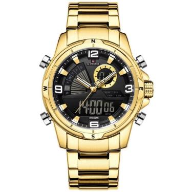 Imagem de Relógio De Pulso Eletrônico Quartzo Design Luminoso à Prova D´agua Esportivo Dourado