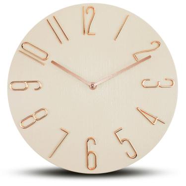 Imagem de Relógio de parede silencioso de 35 cm, plástico de quartzo moderno, ouro rosa