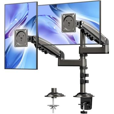 Imagem de HUANUO Suporte Duplo para Monitores 17–32", Braço com Mola a Gás, Ajuste Ergonômico de Inclinação/Giro/Rodação, Suporta até 9kg por Tela, VESA 75x75/100x100mm