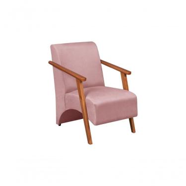 Imagem de Poltrona Venus 1 Lugar Braço Madeira Maciça Tecido Suede Unidecor Rosa