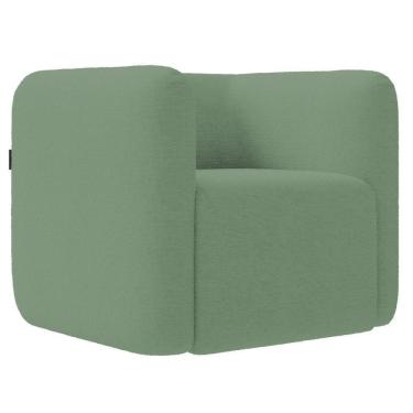 Imagem de Poltrona Para Sala De Estar Decorativa Quadrada Maggie K04 Bouclê Verde - Mpozenato