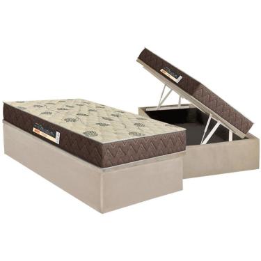 Imagem de Conjunto Box Baú Solteiro Colchão Espuma Orthoflex D28 - Livorno + Base Crc Suede Clean(88x188)