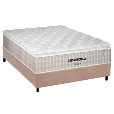 Imagem de Conjunto Box Casal: Colchão Molas Plumatex Ensacadas Presidencially + Base Crc Suede Clean (138x188)