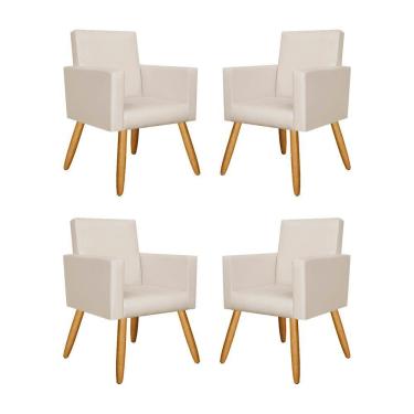 Imagem de Kit 04 Poltronas Nina Decorativa Recepção Oferta Courino - Balaqui Decor Cor:courino Bege
