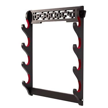 Imagem de YCJvex Suporte de espada, suporte de parede acolchoado de veludo samurai, suporte de espada, suporte de parede, suporte de espada, coleção de hobby japonês Wakizashi para homens (4 camadas)