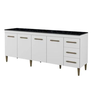 Imagem de Balcão De Cozinha Atenas 4 Portas 3 Gavetas Branco