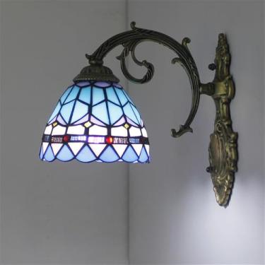 Imagem de Luminária de parede retrô americana LED de luxo europeia para sala de estar, restaurante, quarto, escritório, casa de campo, hotel, café, bar, corredor, escada, vidro colorido (Estilo 7)