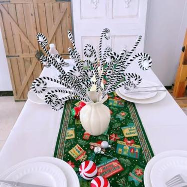 Imagem de Egolot 6 Palhetas de bengala de doces torcidas de Natal preto e branco para topo de árvore de Natal, sprays pretos e brancos para guirlanda de Natal, peças centrais, enfeites de bengala de doces