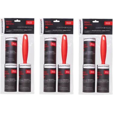 Imagem de Kit Rolo Tira Pelos Adesivo com 3 Rolos e 6 Refis, Total de 270 Folhas, para Roupas, Estofados e Tecidos, Portátil