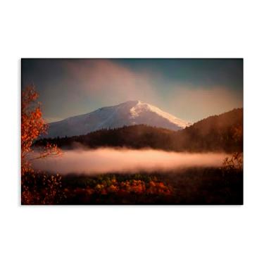 Imagem de Stupell Industries Arte de parede em tela com folhagem de outono e pico da montanha nevada, design de Jonathan Zaharek, 50 x 76 cm