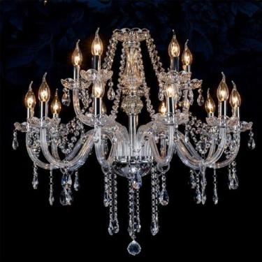 Imagem de Lustre de cristal de luxo europeu com LED, ideal para sala de estar, restaurante, quarto, villa, hotel, loja de roupas, salão de beleza, café, bar, karaokê e muito mais (G 15 lâmpadas)