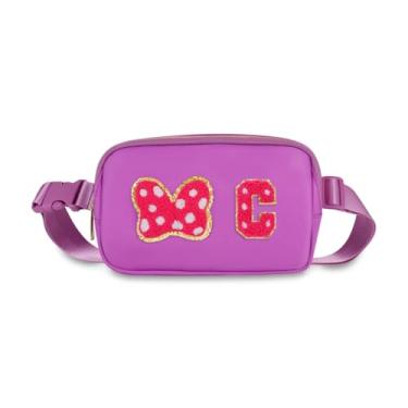 Imagem de Pochete com laço de mouse com letra inicial, presentes fofos de aniversário de Natal para meninas, filhas, mulheres, bolsa transversal à prova d'água para meninas, bolsa de cinto personalizada para